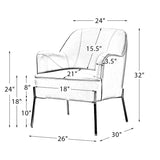 Marina 26" Wide Contemporary Velvet Armchair with Recessed Arms