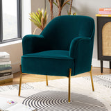Marina 26" Wide Contemporary Velvet Armchair with Recessed Arms