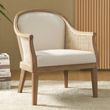 Xaver Farmhouse Rattan Solid Wood Armchair IVORY