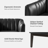 Contemporary Industrial Elegance: Benedikt 30" Wide Chair with Faux Leather