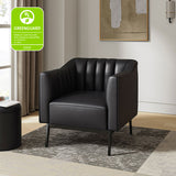 Contemporary Industrial Elegance: Benedikt 30" Wide Chair with Faux Leather