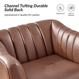 Contemporary Industrial Elegance: Benedikt 30" Wide Chair with Faux Leather