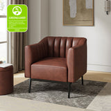 Contemporary Industrial Elegance: Benedikt 30" Wide Chair with Faux Leather