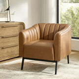 Contemporary Industrial Elegance: Benedikt 30" Wide Chair with Faux Leather