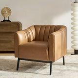 Contemporary Industrial Elegance: Benedikt 30" Wide Chair with Faux Leather