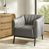 Contemporary Industrial Elegance: Benedikt 30" Wide Chair with Faux Leather