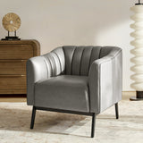 Contemporary Industrial Elegance: Benedikt 30" Wide Chair with Faux Leather