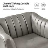 Contemporary Industrial Elegance: Benedikt 30" Wide Chair with Faux Leather