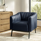 Contemporary Industrial Elegance: Benedikt 30" Wide Chair with Faux Leather