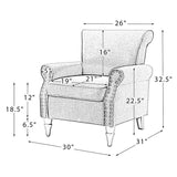 Hypanis Upholstered Armchair with Solid Wood Legs  Living Room Accent Chair
