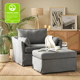 Miles Slipcovered Armchair with Large Ottoman