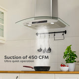 CIARRA 30 inch Glass Wall Mount Range Hood with Delay Shut off 3-speed Extraction CAS75502-OW