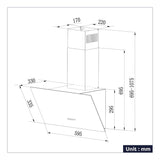 CIARRA 60cm Angled Wall Mounted Cooker Hood CBCB6750-B