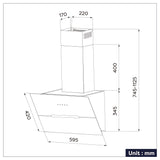 CIARRA 60cm Glass Angled Cooker Hood With Touch Control CBCB6736F-OW