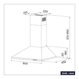 CIARRA 90cm Wall Mounted Cooker Hood CBCB9201-OW