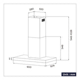 CIARRA 90cm Wall Mount Cooker Hood Wifi & Touch Control CBCB9102-B