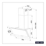 CIARRA 60cm Angled Cooker Hood with 3-speed Extraction CBCB6736C-OW