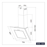 CIARRA 60cm Angled Wall Mounted Cooker Hood CBCB6725-OW
