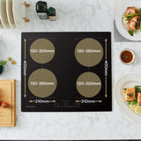 CIARRA Built-in Induction Hob with 4 Zones with Boost and FlexZone CBBIH4BFF-OW