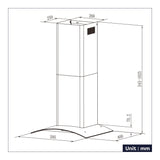 CIARRA Curved Glass Cooker Hood 60cm CBCB6506C-OW