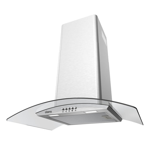 CIARRA  Glass Cooker Hood Curved Stainless Steel 60cm CBCS6506C-OW