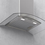 CIARRA  Glass Cooker Hood Curved Stainless Steel 60cm CBCS6506C-OW