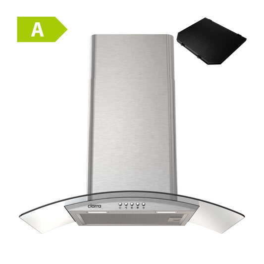 CIARRA  Glass Cooker Hood Curved Stainless Steel 60cm CBCS6506C-OW
