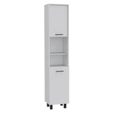 TUHOME Glendale 2-Piece Kitchen Set with Tanna Countertop Island and Hobart Pantry Cabinet, Modern Prep and Storage Solution for Apartments and Homes, White/Light Oak