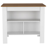 TUHOME Oslo 2-Piece Kitchen Set with Storage Cabinet and Multi-Level Countertop Island, Modern Small-Space Prep Station for Apartments and Homes, 35.4"H x 40.5"W x 27.5"D, White/Walnut