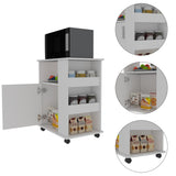 TUHOME Oslo 2-Piece Kitchen Set with Storage Cabinet and Multi-Level Countertop Island, Modern Small-Space Prep Station for Apartments and Homes, 35.4"H x 40.5"W x 27.5"D, White/Walnut