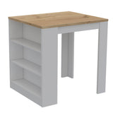 TUHOME Farley 2-Piece Kitchen Set with Compact Countertop Island and Storage Cabinet, Modern Prep and Pantry Organization for Apartments and Small Kitchens, 36.2"H x 36.2"W x 31"D, White/Light Oak