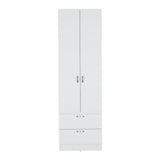 Vico 76-Inch High Armoire Wardrobe Closet with Double Door Cabinet, Two Spacious Drawers, Internal Shelf, Hanging Rod, Multi-Section Clothing Organizer for Bedroom Storage and Freestanding Clothes Organization