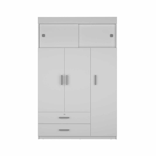 Tuhome Chile Armoire with Rod, Three Door Cabinet, Two Drawers, Two Adjustable Shelves, Metal Hardware, Modern Storage Solution for Bedroom or Closet