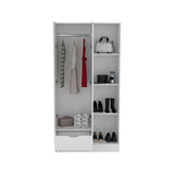 Memphis Wardrobe Armoire with 4-Tier Storage Shelves and 1 Drawer