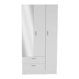 Riverside 3-Door Armoire with Hanging Rod, Two Drawers and Multi-Compartment Storage, Modern Wardrobe Closet for Organized Clothing, Accessories and Bedroom Essentials, Large Vertical Storage Cabinet