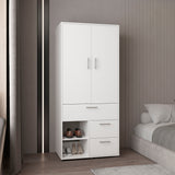 Alpine Modern Freestanding Closet Armoire Storage Console Double Door Design with Sleek Finish Featuring Interior Hanging Rod and Multiple Shelving for Versatile Wardrobe Organization