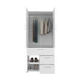 Alpine Modern Freestanding Closet Armoire Storage Console Double Door Design with Sleek Finish Featuring Interior Hanging Rod and Multiple Shelving for Versatile Wardrobe Organization