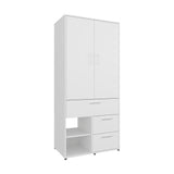 Alpine Modern Freestanding Closet Armoire Storage Console Double Door Design with Sleek Finish Featuring Interior Hanging Rod and Multiple Shelving for Versatile Wardrobe Organization