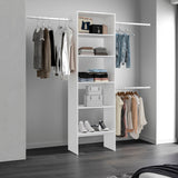 Selt Simple Walk-In Closet System with 3 Hanging Rods and 5 Open Storage Shelves, Clothes Storage Option