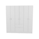 TUHOME Mitu Six Door Armoire Wardrobe with Seven Interior Shelves and One Drawer featuring Hanging Rod for Complete Bedroom Storage Organization Modern Design Spacious Closet for Clothing Organization