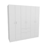 TUHOME Mitu Six Door Armoire Wardrobe with Seven Interior Shelves and One Drawer featuring Hanging Rod for Complete Bedroom Storage Organization Modern Design Spacious Closet for Clothing Organization