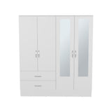 Bolton High-Capacity Bedroom Storage Armoire Freestanding Closet Console Elegant Modern Design Featuring Six Doors One Drawer Seven Interior Shelves and Hanging Rod for Complete Wardrobe Organization