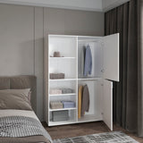 Eco Tall and Efficient Two-Door Freestanding Armoire Storage Solution Slim Vertical Design Perfect for Organizing Clothes Linens or Accessories in Tight Compact Bedroom Spaces