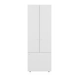 Home 3-Door Closet System with Five Interior Shelves and Hanging Rod, Freestanding Bedroom Storage Organizer, Clothes and Shoes Organizer for Utility or Laundry Rooms, Modern Wardrobe Furniture