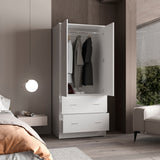 Taly Armoire with Double Doors, 2 Drawers, and Hanging Rod
