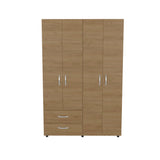 TUHOME Ankora Armoire with Four Doors, Two Spacious Drawers and Dual Hanging Rods, Multi-Compartment Storage Cabinet for Clothing, Accessories and Home Essentials, Ideal for Bedrooms, Living Rooms or Organized Entryway Spaces