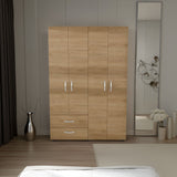TUHOME Ankora Armoire with Four Doors, Two Spacious Drawers and Dual Hanging Rods, Multi-Compartment Storage Cabinet for Clothing, Accessories and Home Essentials, Ideal for Bedrooms, Living Rooms or Organized Entryway Spaces