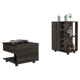 Wenden Coffee Table and Bar Cart Set - Modern Storage and Display Solution with Drawer and Shelves