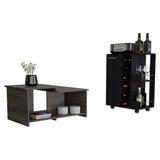TUHOME Irvine 2-Piece Living Room Set with Storage Cabinet and Side Table, Modern Compact Furniture for Entryways, Living Rooms and Home Organization, 32.32"H x 23.62"W x 14.76"D, Espresso/Black