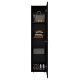 Home Linen Freestanding Tall Cabinet with Single Door and 4 Horizontal Storage Shelves, Cabinet for Bathroom, Bedroom or Laundry Room